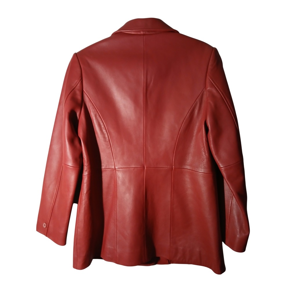 Nordstrom Genuine Lamb Leather Red Blazer Jacket Size M - Picture 6 of 11